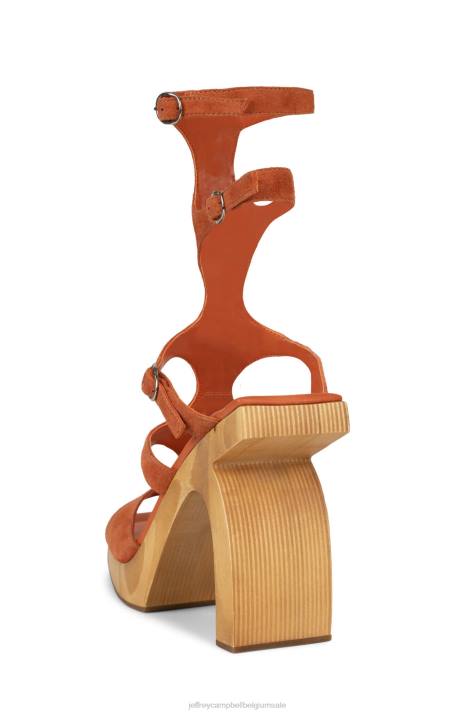 vrouwen Jeffrey Campbell rivalen oranje suèdebruin V2LZ217 platform sandaal