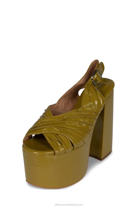 vrouwen Jeffrey Campbell rock-it-2 charteuse gekreukt patent V2LZ1188 platform sandaal