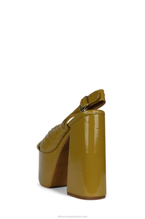 vrouwen Jeffrey Campbell rock-it-2 charteuse gekreukt patent V2LZ1188 platform sandaal