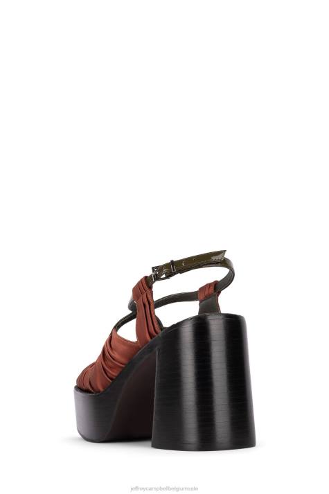 vrouwen Jeffrey Campbell rockshow roest satijn kaki V2LZ1162 platform sandaal