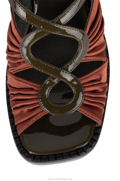 vrouwen Jeffrey Campbell rockshow roest satijn kaki V2LZ1162 platform sandaal