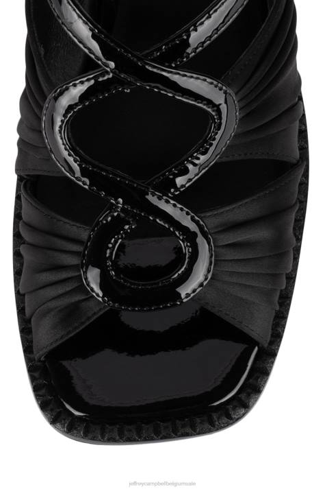 vrouwen Jeffrey Campbell rockshow zwart satijn zwart lak V2LZ1163 platform sandaal