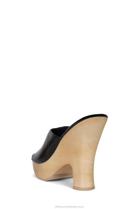 vrouwen Jeffrey Campbell roxi zwart gekreukt patent V2LZ1128 platform sandaal