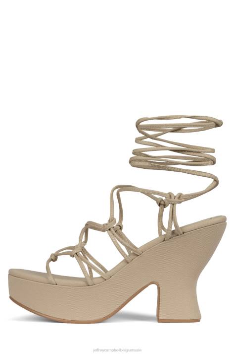 vrouwen Jeffrey Campbell shindia beige spijkerstof V2LZ1120 platform sandaal