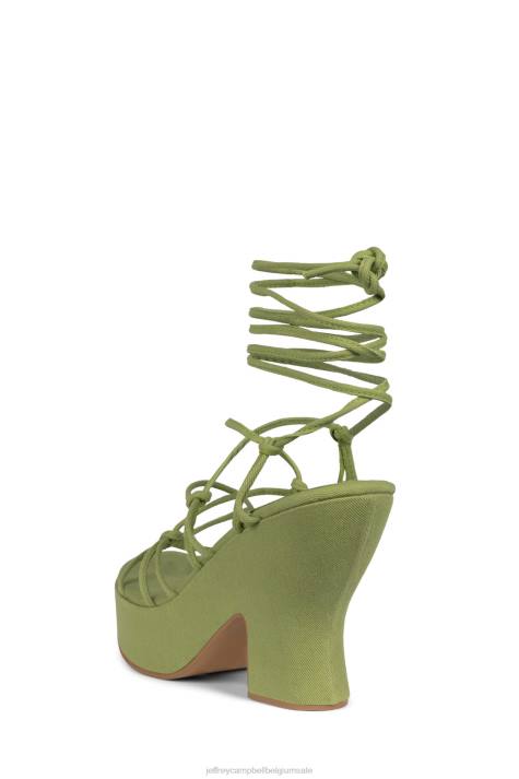 vrouwen Jeffrey Campbell shindia groene denim V2LZ1118 platform sandaal