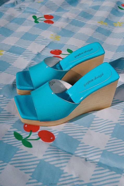 vrouwen Jeffrey Campbell simona blauw patent V2LZ958 platform sandaal