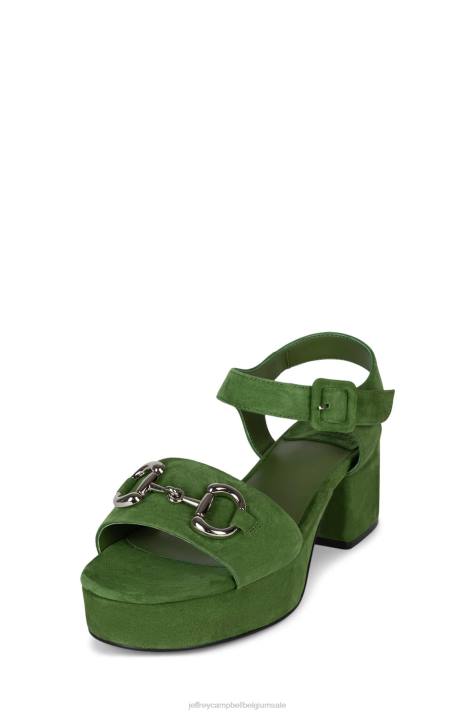 vrouwen Jeffrey Campbell tijdloos groen suède zilver V2LZ1011 platform sandaal