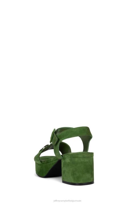 vrouwen Jeffrey Campbell tijdloos groen suède zilver V2LZ1011 platform sandaal