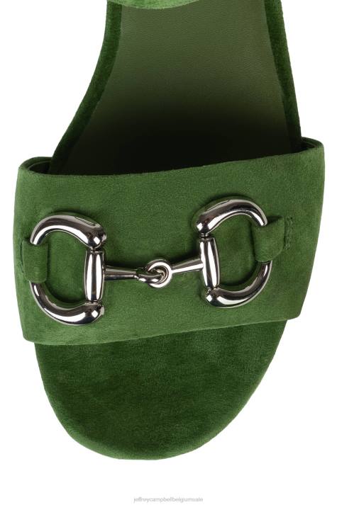 vrouwen Jeffrey Campbell tijdloos groen suède zilver V2LZ1011 platform sandaal