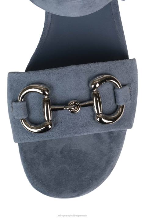 vrouwen Jeffrey Campbell tijdloos stoffig blauw suède zilver V2LZ1009 platform sandaal