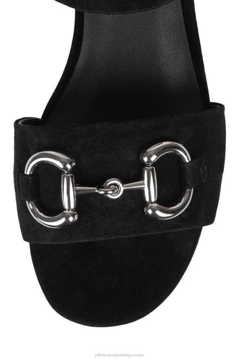 vrouwen Jeffrey Campbell tijdloos zwart suède zilver V2LZ1010 platform sandaal