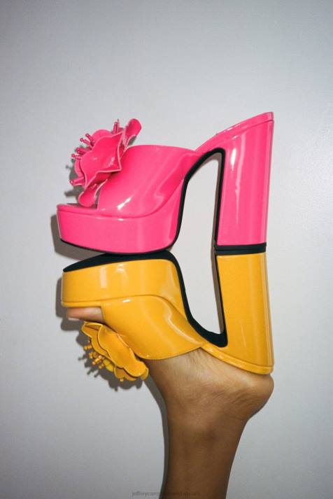 vrouwen Jeffrey Campbell tropicals fuchsia patent V2LZ961 platform sandaal