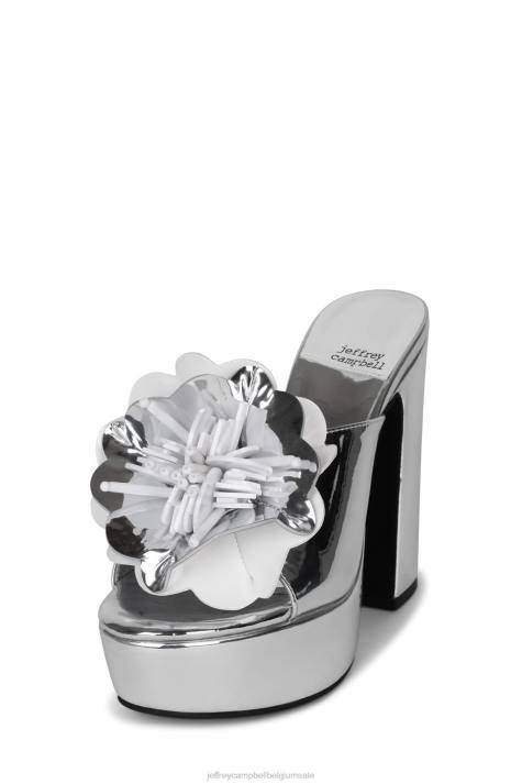 vrouwen Jeffrey Campbell tropicals zilver wit lak V2LZ960 platform sandaal