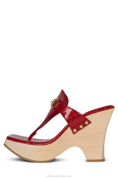vrouwen Jeffrey Campbell vaag rood croco goud V2LZ975 platform sandaal