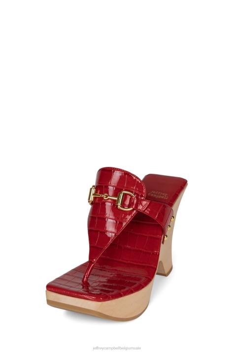 vrouwen Jeffrey Campbell vaag rood croco goud V2LZ975 platform sandaal