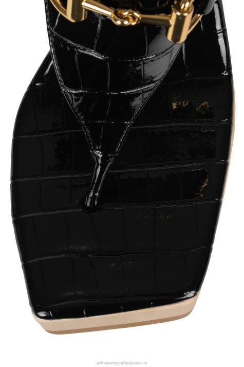 vrouwen Jeffrey Campbell vaag zwart croco goud V2LZ974 platform sandaal