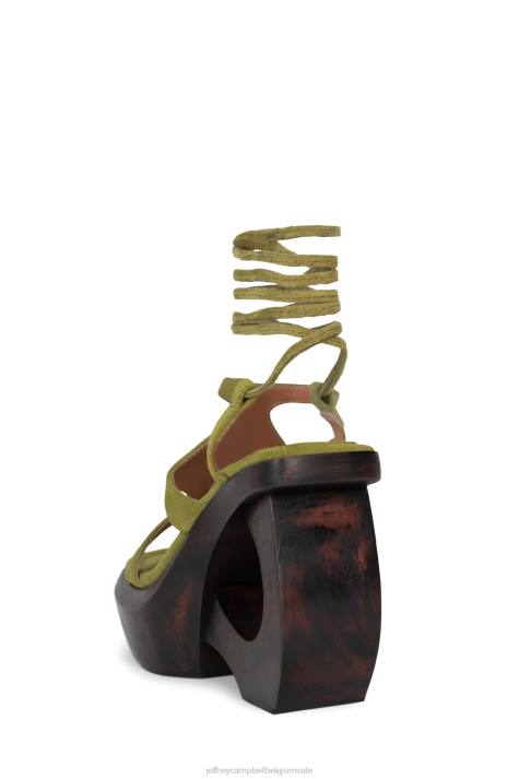 vrouwen Jeffrey Campbell verafgoden olijf suède bruin V2LZ130 platform sandaal