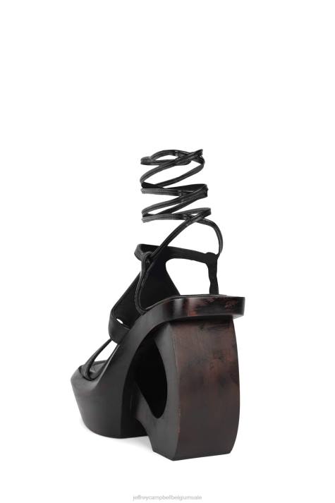 vrouwen Jeffrey Campbell verafgoden zwart bruin V2LZ131 platform sandaal