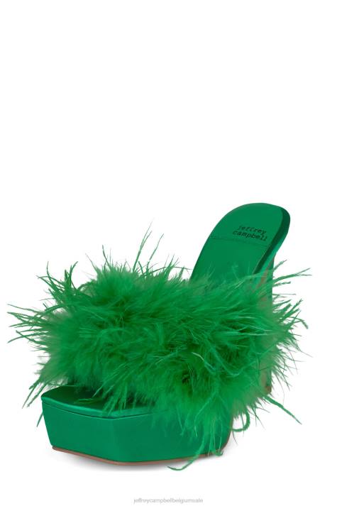 vrouwen Jeffrey Campbell verdwaasd groen satijn groen V2LZ1046 platform sandaal