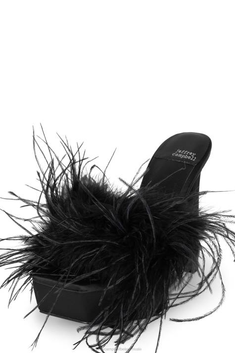 vrouwen Jeffrey Campbell verdwaasd zwart satijn zwart V2LZ1047 platform sandaal