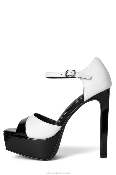 vrouwen Jeffrey Campbell verheffend zwart lak wit V2LZ940 platform sandaal