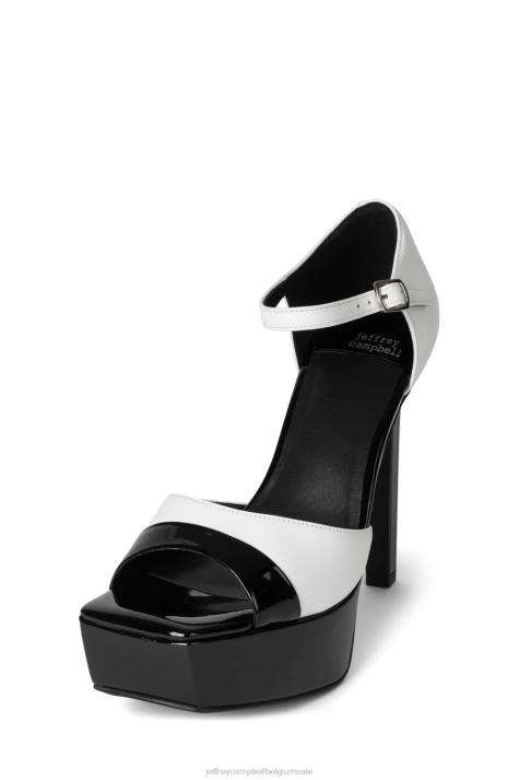 vrouwen Jeffrey Campbell verheffend zwart lak wit V2LZ940 platform sandaal