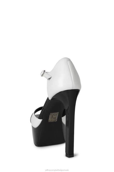 vrouwen Jeffrey Campbell verheffend zwart lak wit V2LZ940 platform sandaal