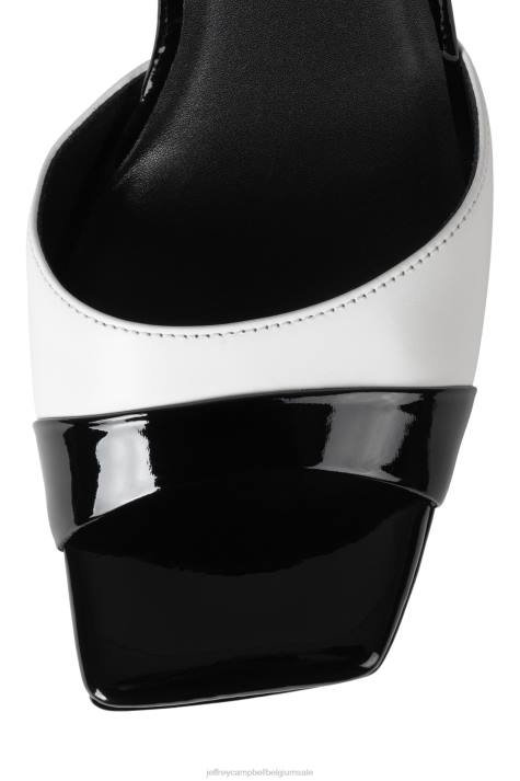 vrouwen Jeffrey Campbell verheffend zwart lak wit V2LZ940 platform sandaal