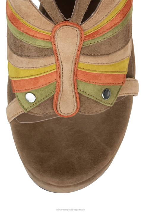 vrouwen Jeffrey Campbell vorsten bruin geel suède combo V2LZ1014 platform sandaal