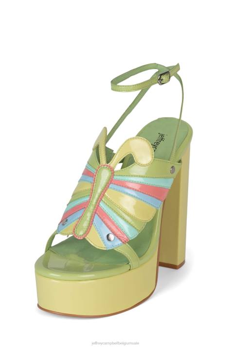 vrouwen Jeffrey Campbell vorsten groen patent multi V2LZ1004 platform sandaal
