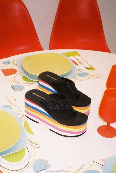 vrouwen Jeffrey Campbell wavin-mlt zwart multi V2LZ182 platform sandaal