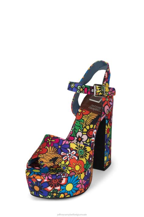 vrouwen Jeffrey Campbell zomers-3 multi bloemen V2LZ1007 platform sandaal