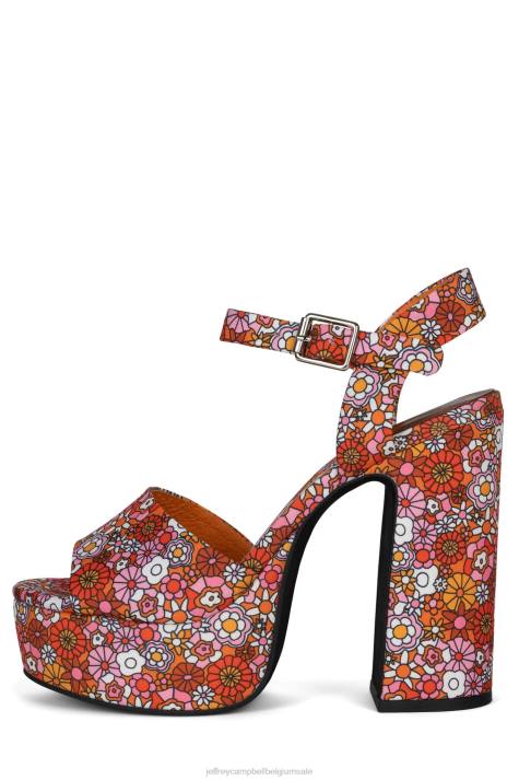 vrouwen Jeffrey Campbell zomers-3 rood roze multi bloemen V2LZ1008 platform sandaal