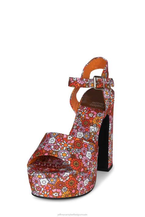 vrouwen Jeffrey Campbell zomers-3 rood roze multi bloemen V2LZ1008 platform sandaal