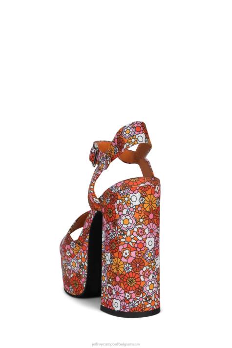 vrouwen Jeffrey Campbell zomers-3 rood roze multi bloemen V2LZ1008 platform sandaal